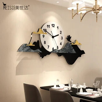 MEISD големи часовници творчески мълчалив, окачени на стената на изкуството, да рисува модерен кварцов Тих Horloge Home Decor хол гледайте Безплатна доставка