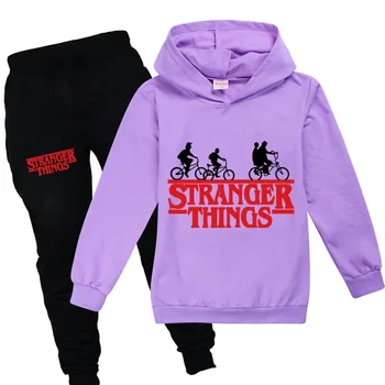 Stranger Things Children ' s spring autumn hoodie pant set print fashion cotton boy long-sleeved suit момиче sport clothes set