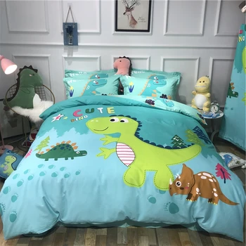 Карикатура децата комплект постелки кошче Twin дете деца пухени комплект 3/4шт комплект спално бельо динозавър без пълнител домашен текстил