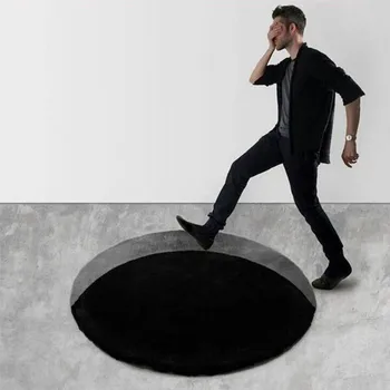 Творчески 3D дизайн на черна дупка килими за хол, Спалня площ килим голям размер Салон за домашен интериор килим-мини меки Tapetes