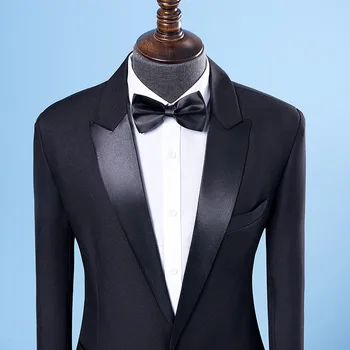 Мъжки сватбени костюми за мъже Шал яка 2 бр Slim Fit Luxury Show Singer костюми мъжки черен смокинг сако+панталон