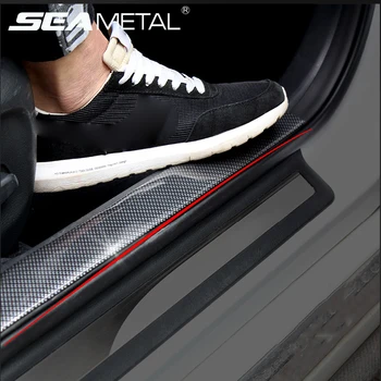 Стайлинг автомобилни стикери стайлинг 5D въглеродни влакна гумена вратата винил защитник на прага на стоки защита на купето на автомобила филм автоаксесоари
