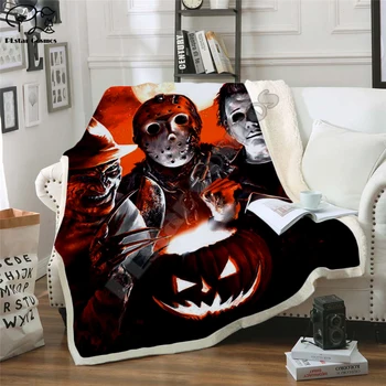 Plstar Cosmos Хелоуин Fleece Blanket horror movie Scream Team Zombie brid Blanket 3D print Sherpa Blanket Bed on Home style-2