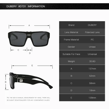 DUBERY поляризирани слънчеви очила мъжете авиацията шофиране нюанси мъжки слънчеви очила мъжки квадратен луксозна марка дизайнер светкавица скоростна 729