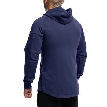 2019 есен фитнес качулки марка дрехи мъже рамото светкавица пуловер ежедневни hoody мускулите мъжки Slim Fit яке с качулка