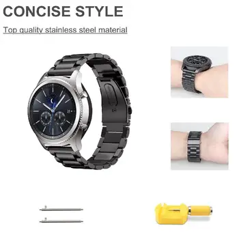 БУРИ.CK неръждаема стомана каишка за часовник каишка за Samsung Gear S3 Frontier / Gear S3 Classic Smart Watch Линк гривна черен