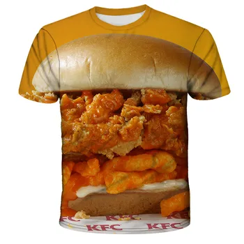 Тениска за мъже 2020 нов хип-хоп мода 3d Бургер, картофки и заведения за бързо хранене свободни унисекс летни потници тениски извънгабаритни тениски