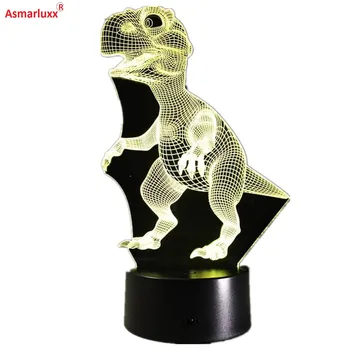 Динозавър 3D led лампи карикатура на животните маса с настолна лампа децата спалня декор спален лека нощ подарък декор капка