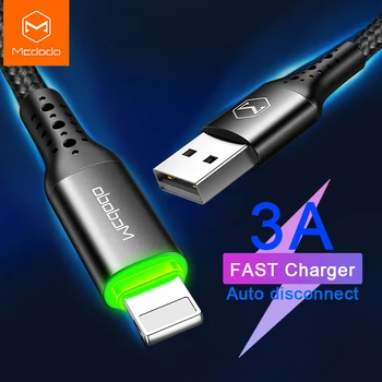 Mcdodo 3A Smart power off Fast кабел за iPhone USB кабел за iPhone 11 12 Pro Xs Max XR x 8 7 6 6s Plus iPad зарядно устройство кабел за данни