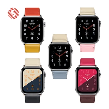 ShengOne естествена кожа мода група изискан гривна за Apple Watch Серия 5 4 40 44 мм в два цвята взаимозаменяеми каишка 3 2 38 42