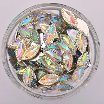 JUNAO 7x15mm 9x20mm Glitter AB кристали апликация смола камъни не е бродерия, кристали кристалите един конете очите плоски гърба скъпоценни камъни за занаятите