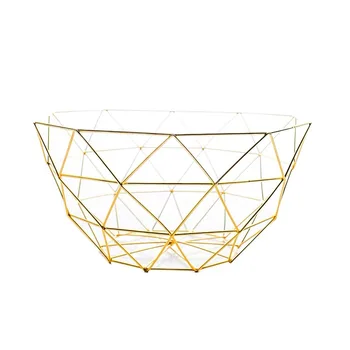 Нови скандинавските кошница за съхранение на злато метал е изкуство закуски, бонбони, плодове кошница за хола тенис на кухненски органайзер кошница