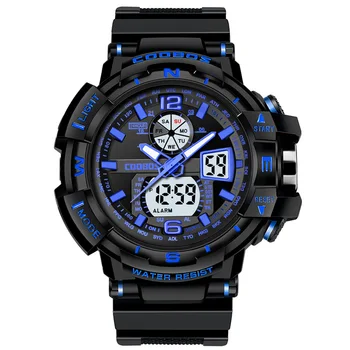 2020 мъжки ръчен часовник с двоен дисплей луксозни спортни водоустойчиви цифрови армейските часовници за мъже los hombres de pantalla dual relojes