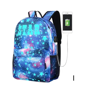 Най-новият водоустойчив светещи аниме лаптоп раница анти-кражба училищна чанта с USB порт за зареждане