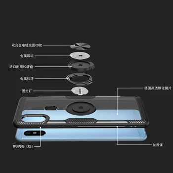Xiaomi Redmi Note 5 Pro Case Cover прозрачен КОМПЮТЪР+въглеродни влакна пълно защитно пръстен магнетизъм за Redmi Note 5 Funda Caque 5.99
