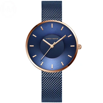 Япония MIYOTA 2035 кварцов механизъм, изчистен дизайн, луксозен подарък гривна от неръждаема стомана изогнутое лицето сини розови златни часовници за жени