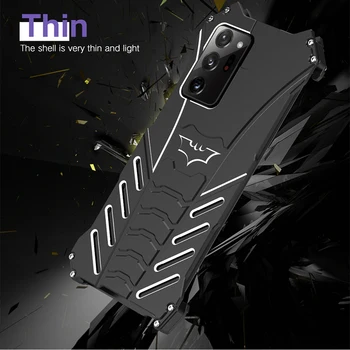 R-JUST Luxury Aluminum The Bat Metal Phone Case For Samsung Galaxy Note 20 Ultra Back Cover Прилеп Hard Cover For Note 20