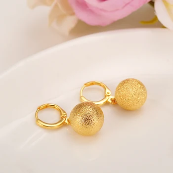 сладък топка дамски обеци 24-КАРАТОВО злато цвят обеци за жените Момичета етнически бижута сватба готино мода клип на обеци