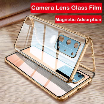 Пълен магнитен калъф за Samsung Galaxy S20 Ultra Корпуса 5G S20 Plus Camera Lens Protector със стъклен капак метална броня S20 калъф за вашия телефон