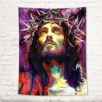 Живопис с маслени бои стил портрет на Исус гоблен, с монтиран на стената на хола на хотел