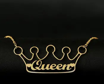 Ръчно изработени Custom Name Personalized Crown Name колиета за жени, мъже бижута от неръждаема стомана изявление колиета Bijoux