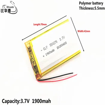 Добро Qulity 3.7 V,батерия 1900mAH литиево-полимерни батерии енергия 554270 литра / батерия Литиево-Йонна батерия за банката на КОМПЮТЪРА хапчета, GPS, mp3, mp4