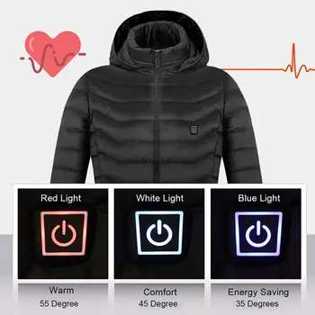 8 зонная нагревательная плоча благородна Электронагревательная яке спортно палто на открито зимно палто с капак и USB электронагревательным жилетка