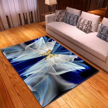 Декорация на дома 3D пеперуда килим, килими фланела мини момичета спалня децата играят на пода килим лилаво хол килим