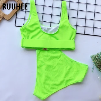 RUUHEE 2019 mujer обтегач височина на талията, бикини, бански костюми, дамски бански бански повдигащ бикини набор от плажни дрехи, бански