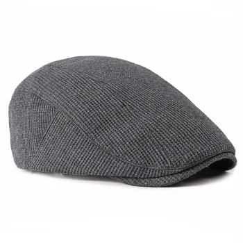 PCFDDR новата мъжка мода Газетчик плетене на шапки плюс кадифе взима шапки за мъже Есен Зима плосък татко шапка.