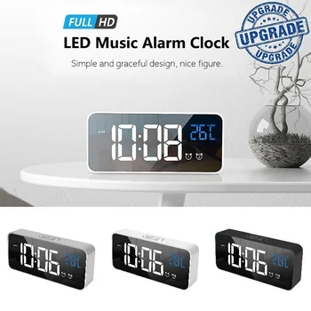 Led digital alarm clock огледало alarm clock електронни звуци управление на цифров led аларма температурата на маса декор CreativeGift