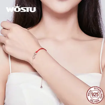 WOSTU Red & Golede Double Color Infinite Symbol гривна истинско сребро 925 проба гривна 2020 нов дизайн DAB015