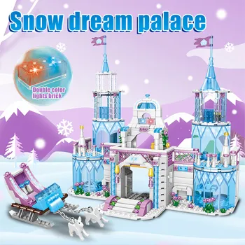 641шт град DIY приятели сняг и лед мечта Дворец строителни блокове Принцеса замък къща Анна тухли комплекти, играчки за момичета