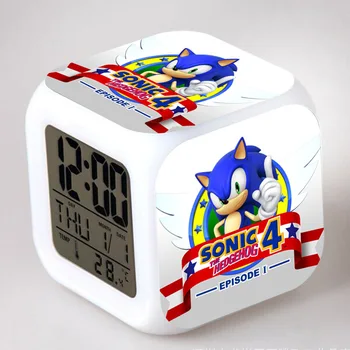 2021 Creative Color Change Будилник Sonic Alarm Clock Thermometer Night Color Glow Toy Alarm Clock