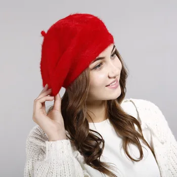 Жена поема Vogue Hat For Winter дамски шапки от домакинството е заек вълна топли обикновен дамски шапки Boinas De Mujer