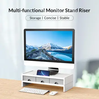 ORICO Desktop Monitor Stand Странично Holder скоба Многофункционален, с 3 чекмеджета кутия за съхранение на организатор за лаптоп Home Office PC