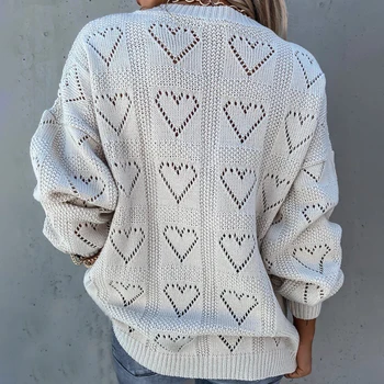 Laamei пуловер женски V-образно деколте и v-вязаный жилетка пуловер дамски пуловер выдалбливают пуловери градинска облекло V-образно деколте Femme върховете