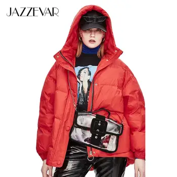 JAZZEVAR 2020 зима нова мода уличен дизайнер на марката дамски бяла патица пуховик красиви момичета, връхни дрехи, палто с колан