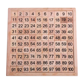 Дървена математическа образователна дъска играчка Монтесори 1-100 последователни номера дървена сто Цифров настолна образователна игра за деца W026