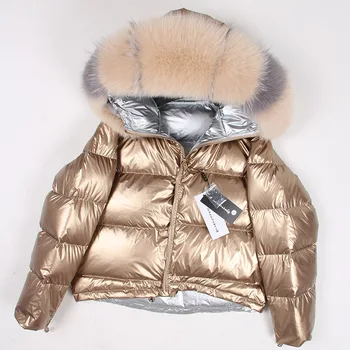 2020 Нова мода утиный пух палто дамско зимно яке пуховик подвижна натурален натурален Лисича кожа яка зимна горна дреха