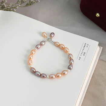 АШИКИ естествени сладководни перли, цвят гривна от сребро 925 бутон бижута за жени, подарък нов 2021