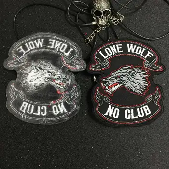LONE WOLF NO biker CLUB patch for Яке backing, пънк motorcycle embroidery skeleton Biker badge, skull patch Garment Аксесоар