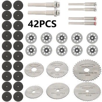 42pcs HSS Mini Circular Saw Blade Set смола преустановяване на колела диск диамантен режещ диск метален нож електрически инструменти за бормашини Dremel