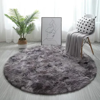 Рошав килим Килим Nordic Ins стил килими кръгла мат спални хол килими, кожени постелки голям размер меки удобни подложки