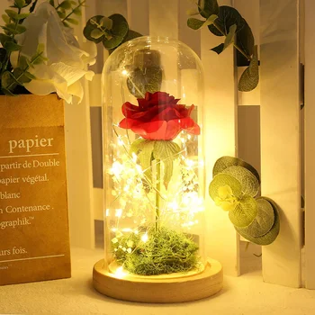 Купол Коледен подарък за сватба у дома закрит украса led Galaxy вечни плат стъкло Роза струнни светлини