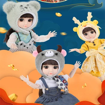 30 см BJD кукла 12 китайски Zodiac15 подвижни съчленени кукли домашни любимци рокля играчки хубава рокля грим BJD косата си САМ 