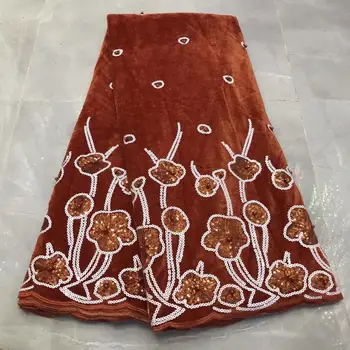 Едро кадифе дантелени тъкани нигерийски нов модел кадифе африка френски завързана кърпа за сватба за жени 2018