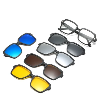 5 lenes Magnet слънчеви очила клип на polaroid огледално магнитни слънчеви очила клип на очила мъжки поляризирани потребителски рецепта късогледство