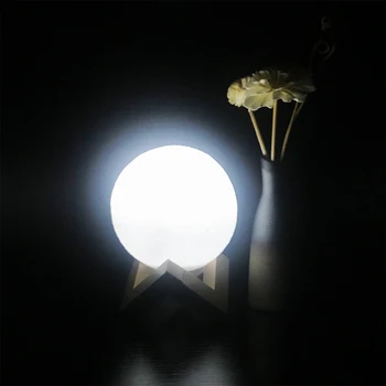 Linson 3D Print Led Лампа Moon Touch Sensor USB Акумулаторна лека нощ спалня регулируема лунен подарък Led Light