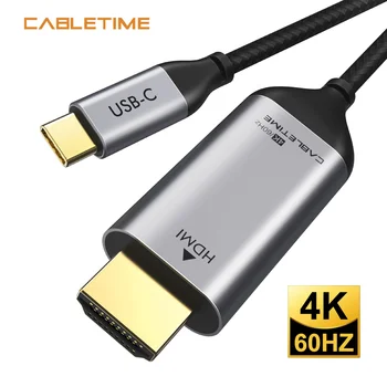 CABLETIME USB C to HDMI кабел 4K 60Hz Thunderbolt 3 Type C 3.1 HDMI адаптер за MacBook Pro 2018 Samsung Galaxy S8+ лаптоп N222